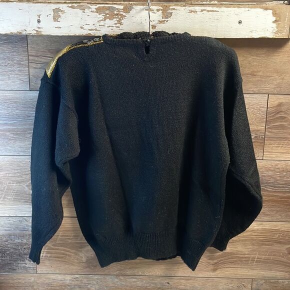Anytime Glitz Ladies Black Sweater, Black with gold and Silver Glitz, Size L - Picture 3 of 5